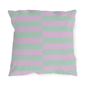 Lilac & Mint Green Striped Indoor Outdoor Throw Pillow