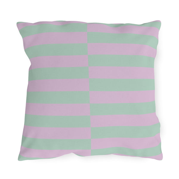 Lilac & Mint Green Striped Indoor Outdoor Throw Pillow