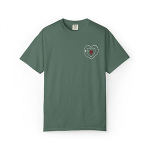 Embroidered Grinch Heart Holiday Comfort Colors® T-Shirt