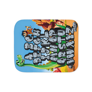 soft sherpa blanket with 'ABC Dinosaur | Newborn & Toddler' design