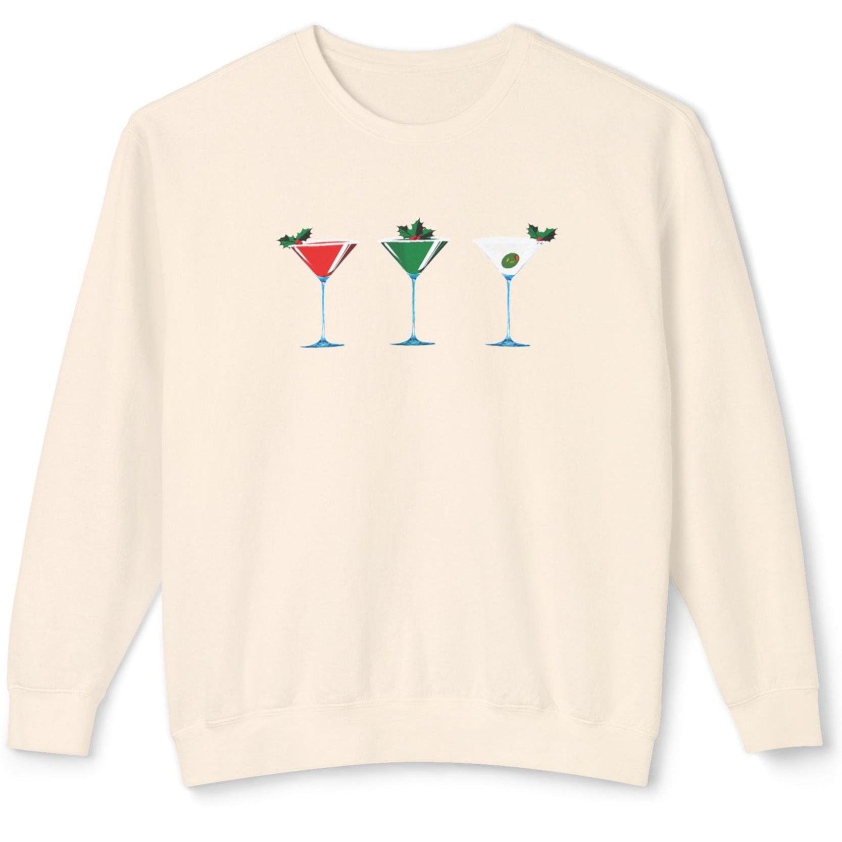 martini lovers Christmas sweatshirt three martinis white green red