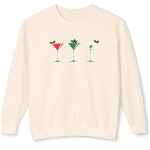 martini lovers Christmas sweatshirt three martinis white green red
