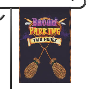 witches broom parking halloween yard flag