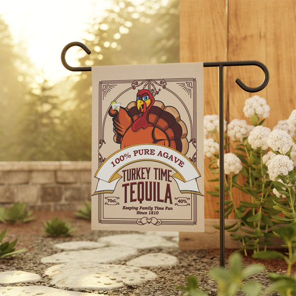 Turkey Time Tequila Funny Thanksgiving Yard Flag