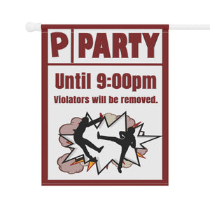 Garden flag with 'Party Sarcastic' design