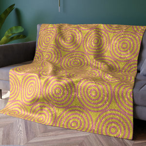 Soft sherpa blanket with 'Pastel Yellow & Pink Decorative Throw' design