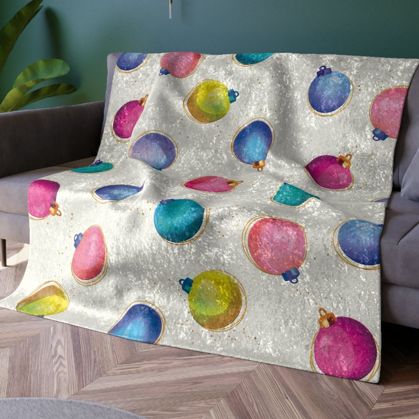 Colorful Ornaments Festive Christmas Throw