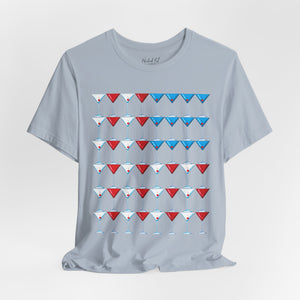 Black t-shirt with 'Martini American Patriotic July 4th' design on a white background