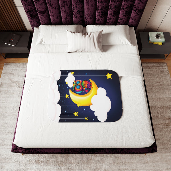 Napping Night Owl Soft Sherpa Baby Blanket