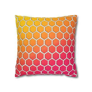 Honeycomb Rainbow Spring Faux Suede Throw Pillow Cover