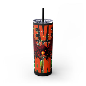 mug with 'Virginia Tech Hokies Football Tumbler 20oz' graphic on a white background