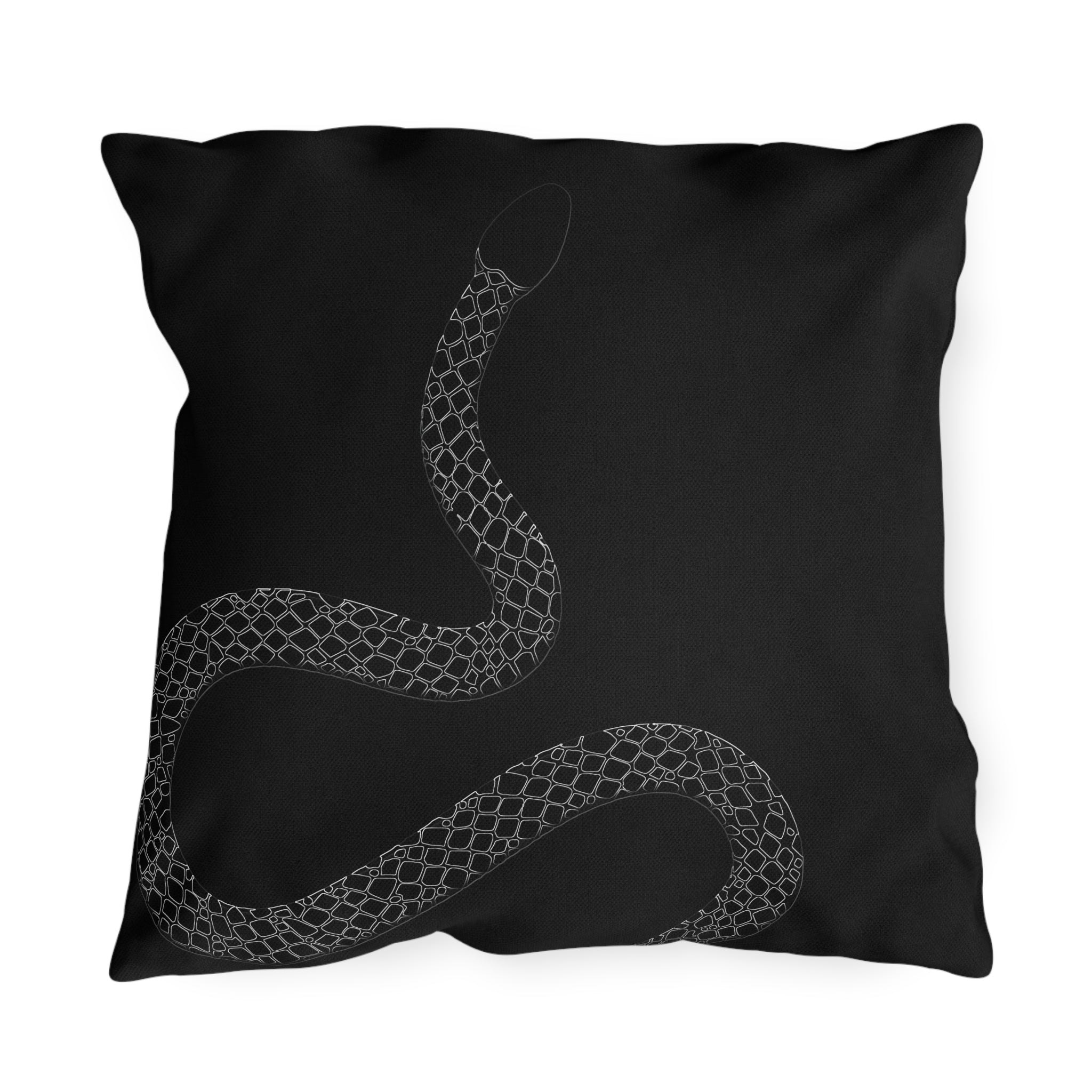 Subtle Snakeskin Black Outdoor Throw Pillow