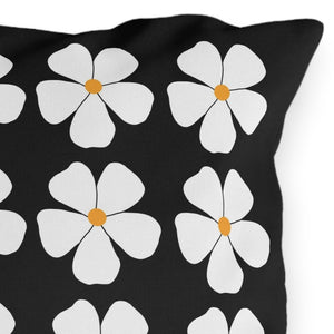 throw pillow with 'Black & White Floral Spring' design