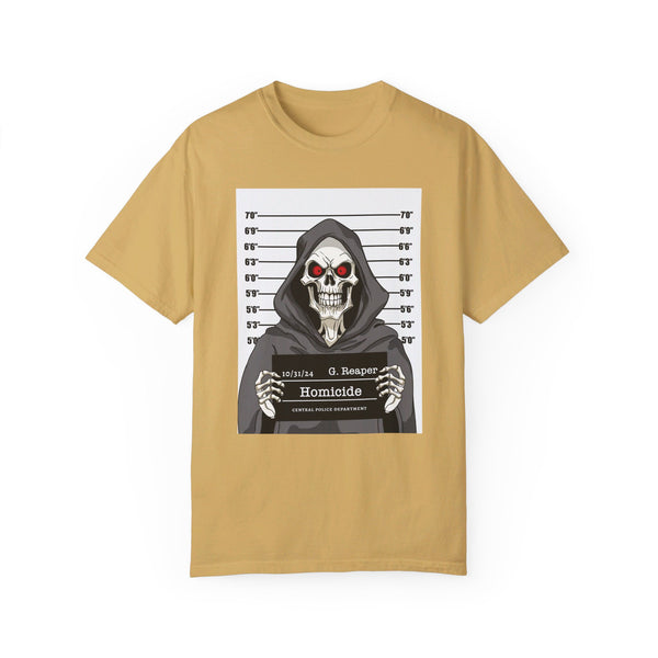 Comfort Colors® Grim Reaper Mug Shot Funny T-Shirt