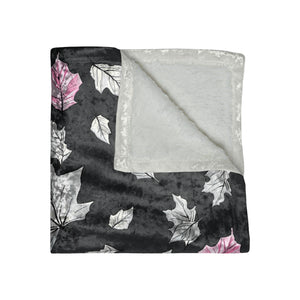 Fall Leaves Grey & Pink Decorative Throw Blanket