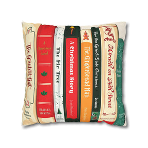 throw pillow with 'Christmas Books Decor Cover' design