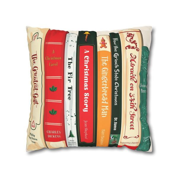 Christmas Books Decor Faux Suede Pillow Cover