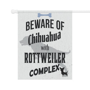Garden flag with 'Beware of Chihuahua Dog Lovers Funny' design