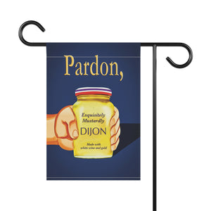 Garden flag with 'Grey Poupon Pardon My French Funny Pop Culture' design