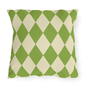 Reversible Green Harlequin Indoor Outdoor Pillow