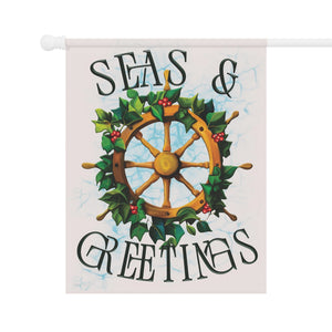 Garden flag with 'Nautical Seas & Greetings Funny Christmas' design
