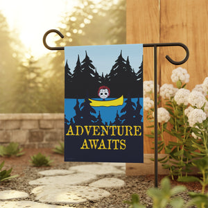 Garden flag with 'Adventure Awaits Funny Halloween' design