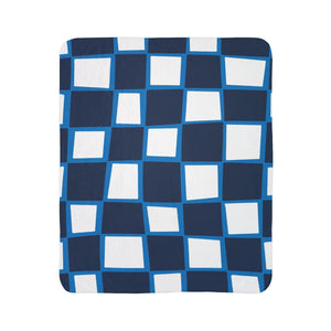 Checkered Blue Whimsical Sherpa Throw