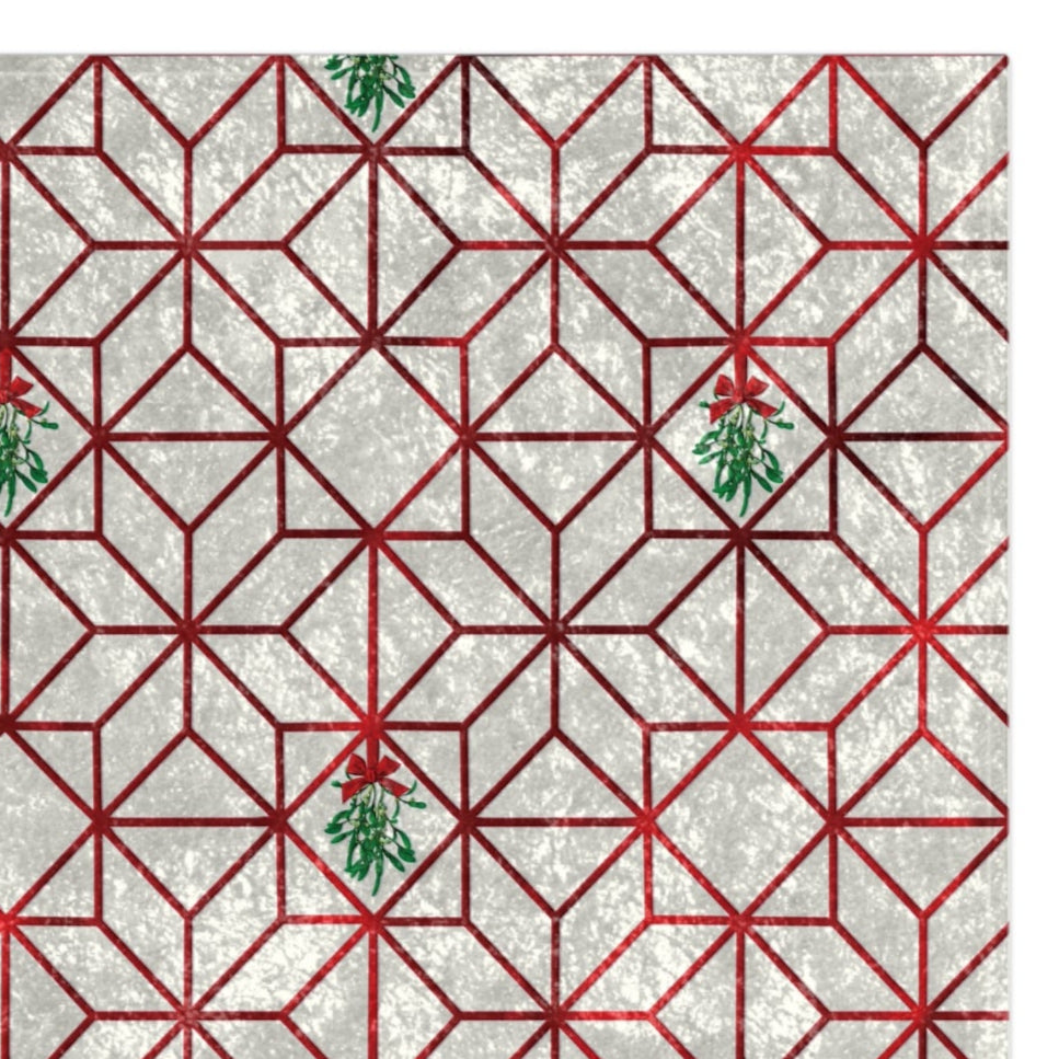 Art Deco Mistletoe Christmas Throw Blanket