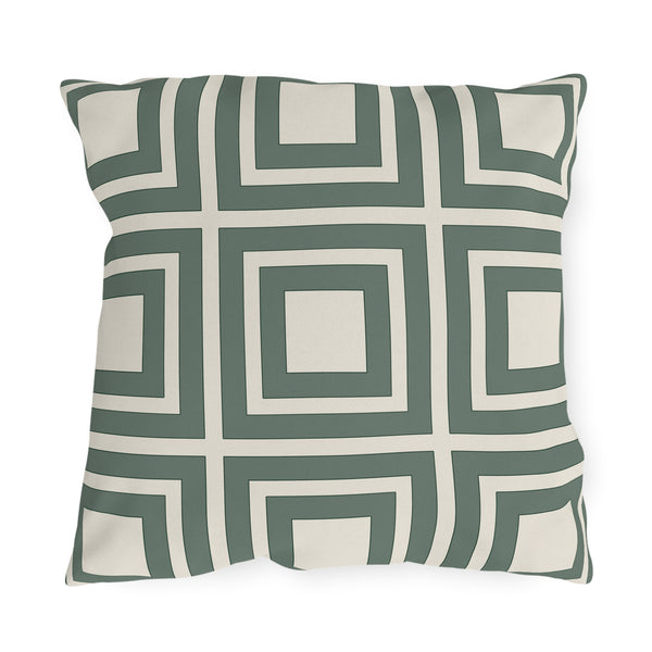 Green & Ivory Modern Indoor Outdoor Throw Pillow