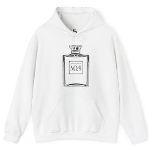 Person wearing a Sport Grey hoodie with 'Love Potion Perfume Witchy Halloween' design on a plain background