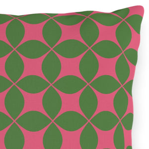 Pink & Green Art Deco Indoor Outdoor Throw Pillow