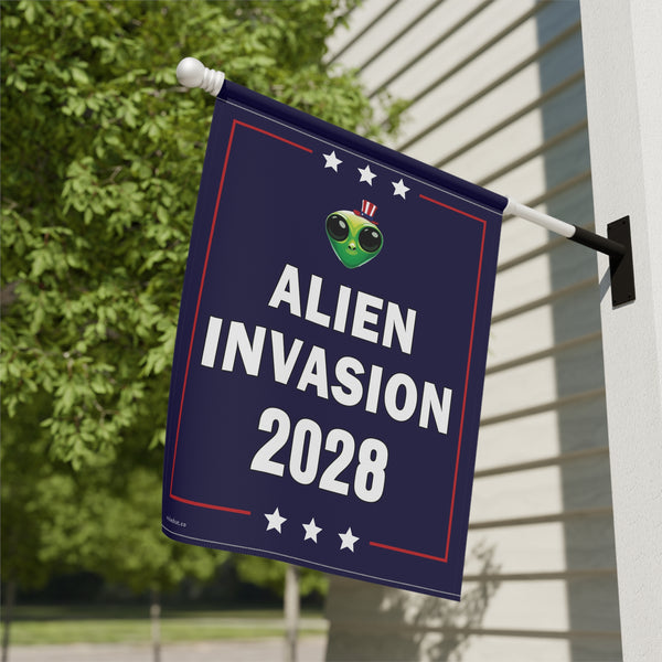 Alien Invasion 2028 Funny Election Flag