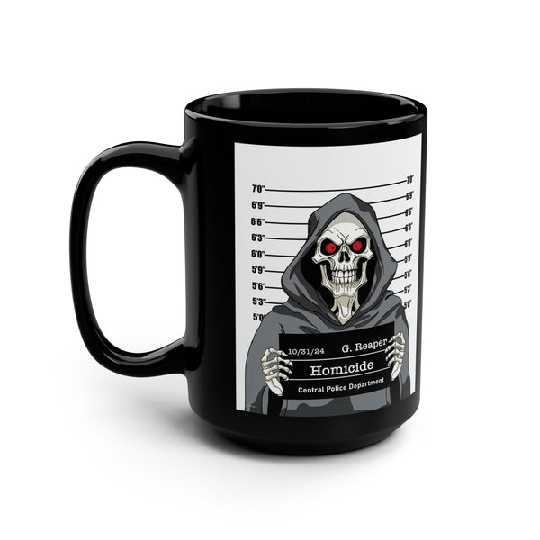 Grim Reaper Mug Shot Funny Mug 15oz