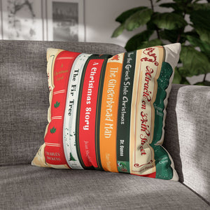 throw pillow with 'Christmas Books Decor Cover' design