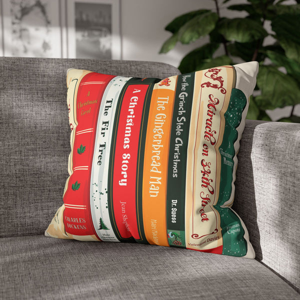 Christmas Books Decor Faux Suede Pillow Cover