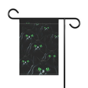 Garden flag with 'Black Cat Eyes Halloween' design