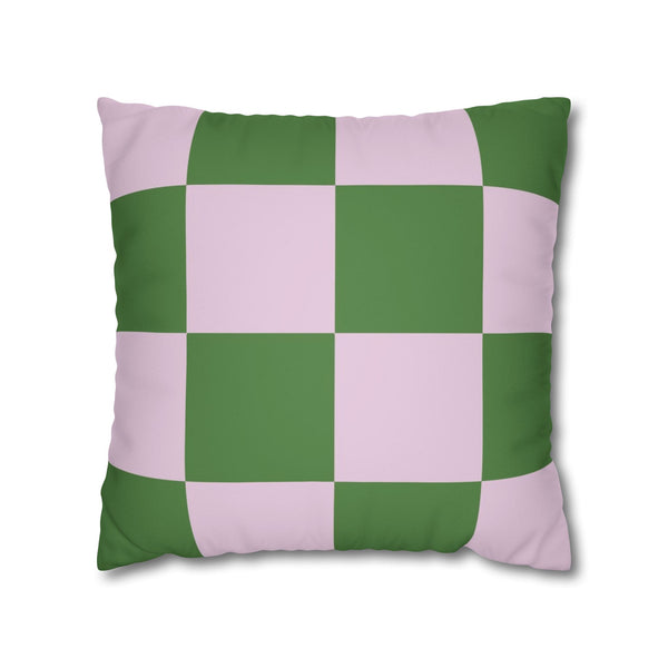 SW Paradox Lilac Green Checkered Faux Suede Pillow Cover