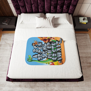 soft sherpa blanket with 'ABC Dinosaur | Newborn & Toddler' design