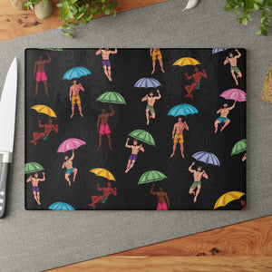 It's Raining Men Glass Cutting Board