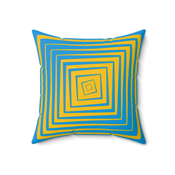 Yellow & Blue Reversible Retro Throw Pillow