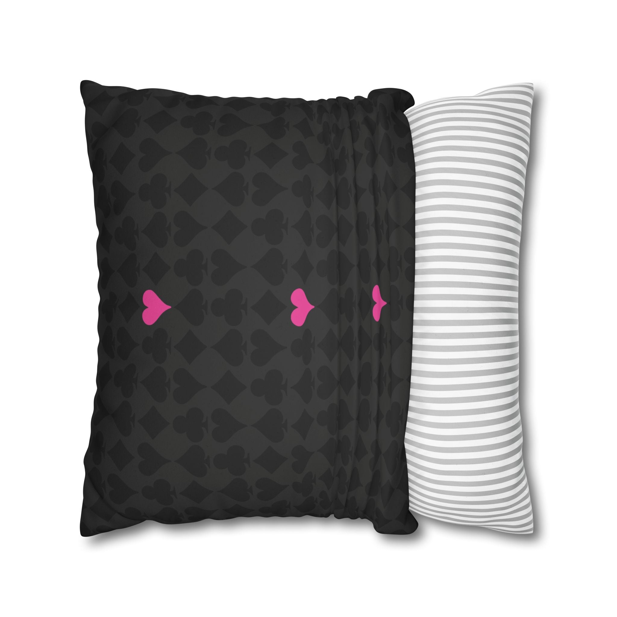 Playing Cards Heart Black and Pink Soft Accent Pillow Cover