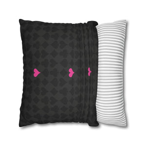 throw pillow with 'Black & Pink Card Deck Cover' design