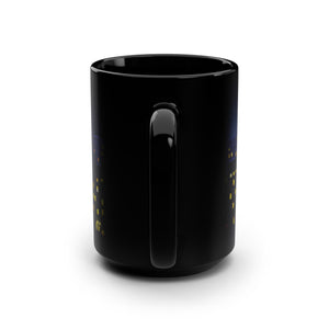 mug with 'Starry Night Paris Art' graphic on a white background
