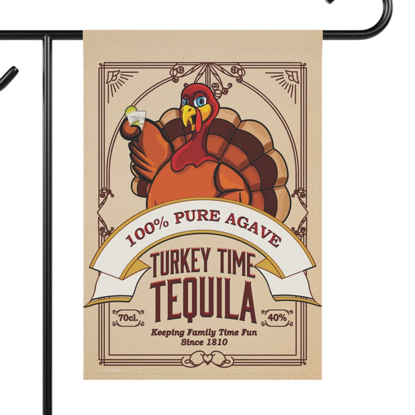 Turkey Time Tequila Funny Thanksgiving Yard Flag