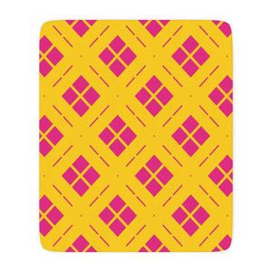 Yellow and Pink Geometric Sherpa Throw Blanket