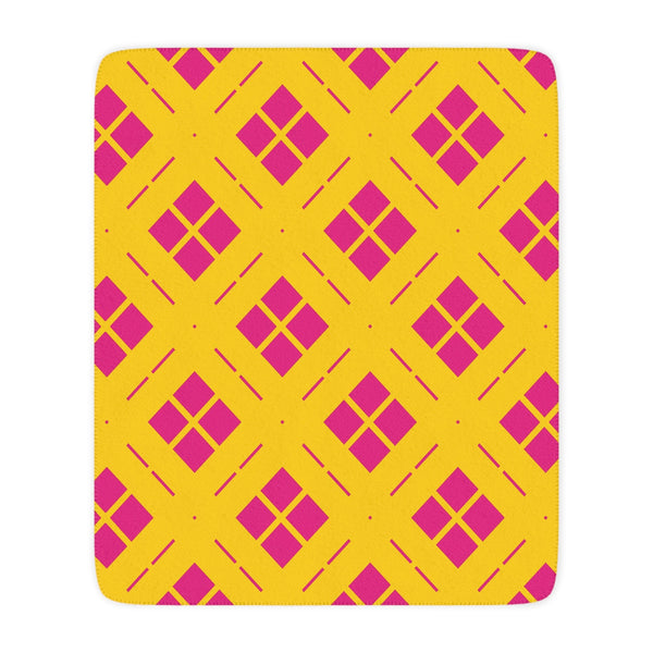 Yellow and Pink Geometric Sherpa Throw Blanket