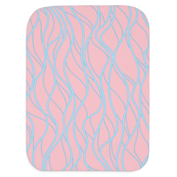 Pink and Blue Whimsical Waves Sherpa Baby Blanket