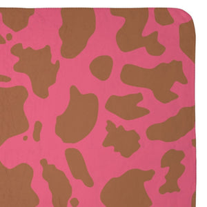 Pink Brown Animal Print Plush Sherpa Throw Blanket