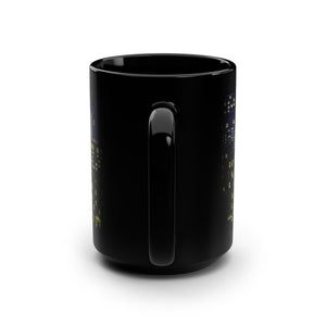 mug with 'Starry Night New York City Art' graphic on a white background