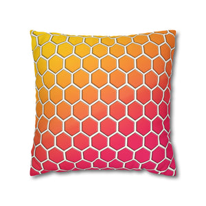 Honeycomb Rainbow Spring Faux Suede Throw Pillow Cover